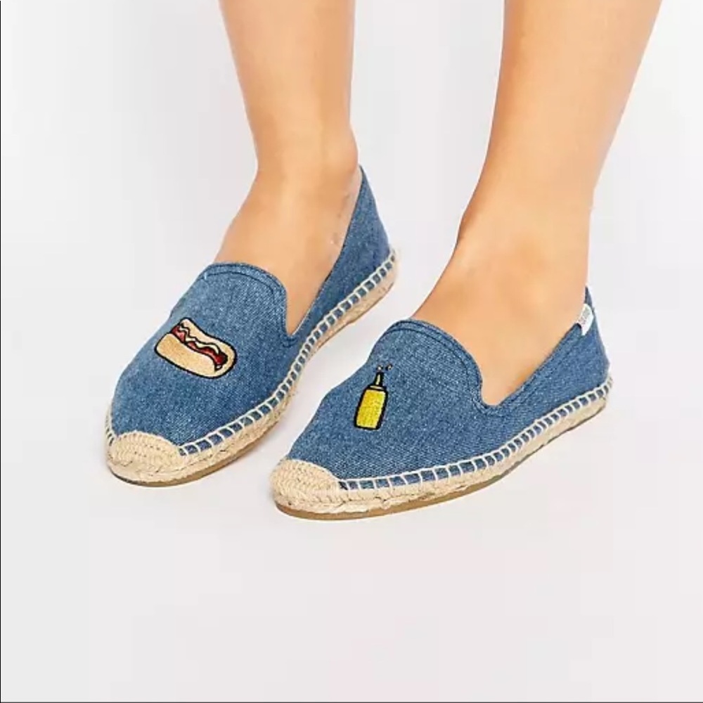 Jason Polan x Soludus Hotdog Mustard Denim Espadrille Shoes Size 10